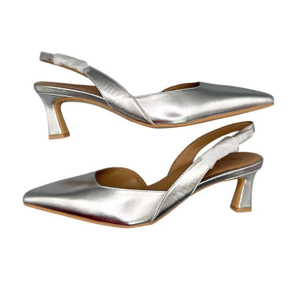 Naturalizer Silver Pointed-Toe Slingback Heels
